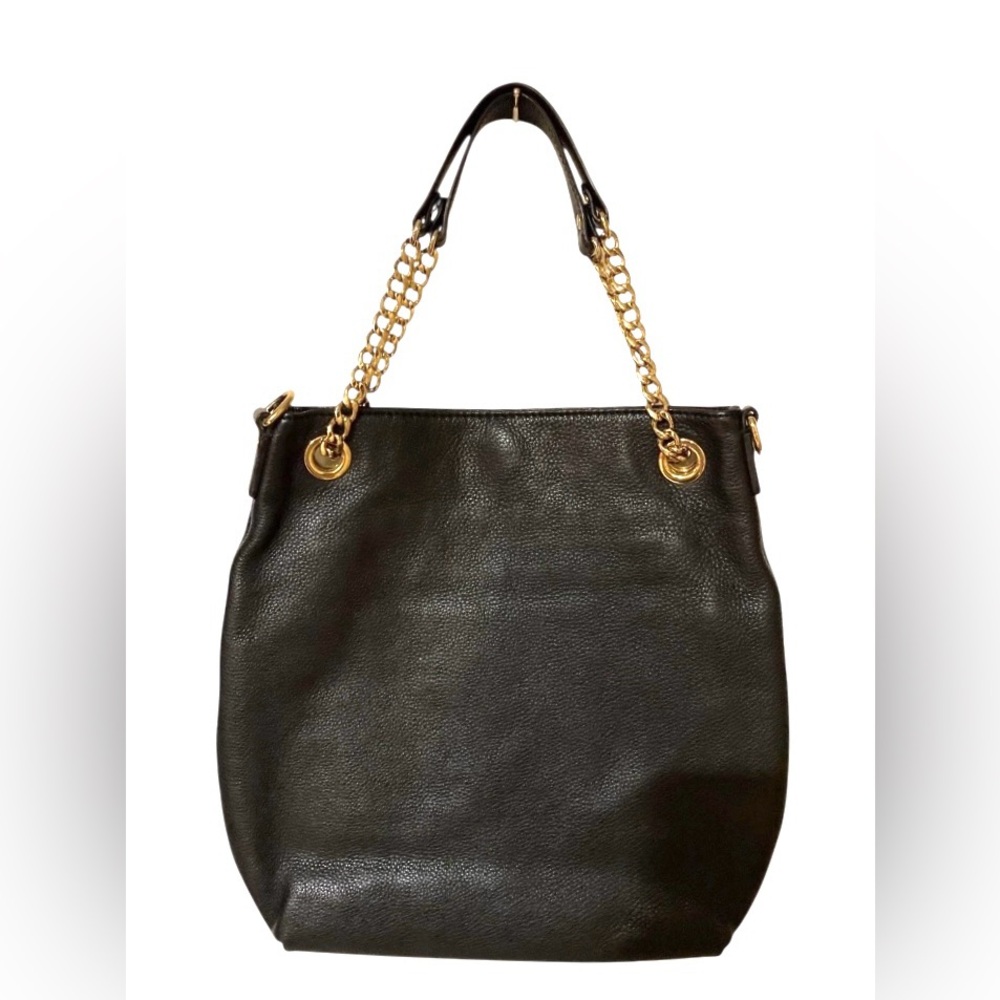 Michael Kors Black Leather Chain Shoulder Hobo Bag